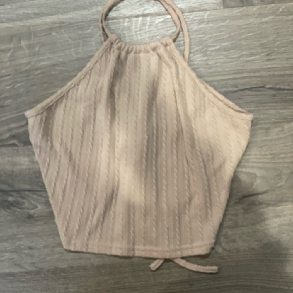 Beige Halter Neck Women's Top